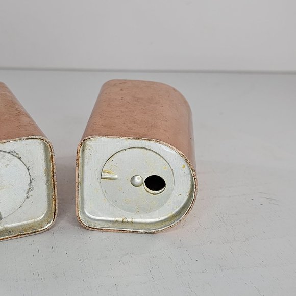 Vintage Pink Aluminum Salt Pepper Shaker Set Atomic Modern Kitchen MCM AS IS - Picture 7 of 9
